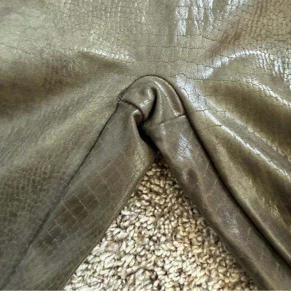 Spanx Faux leather croc leggings in olive green